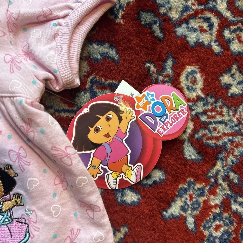 Deadstock NWT Y2K Nick Jr Dora The Explorer 2008 Hoodie Toddler 12 Month Pink